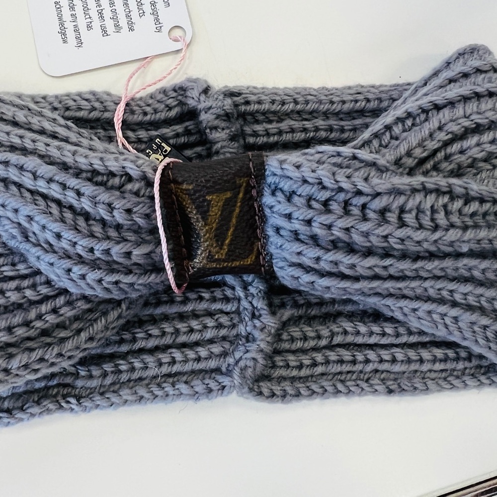 NWT Upcycled Louis Vuitton Gray Knitted Hairband